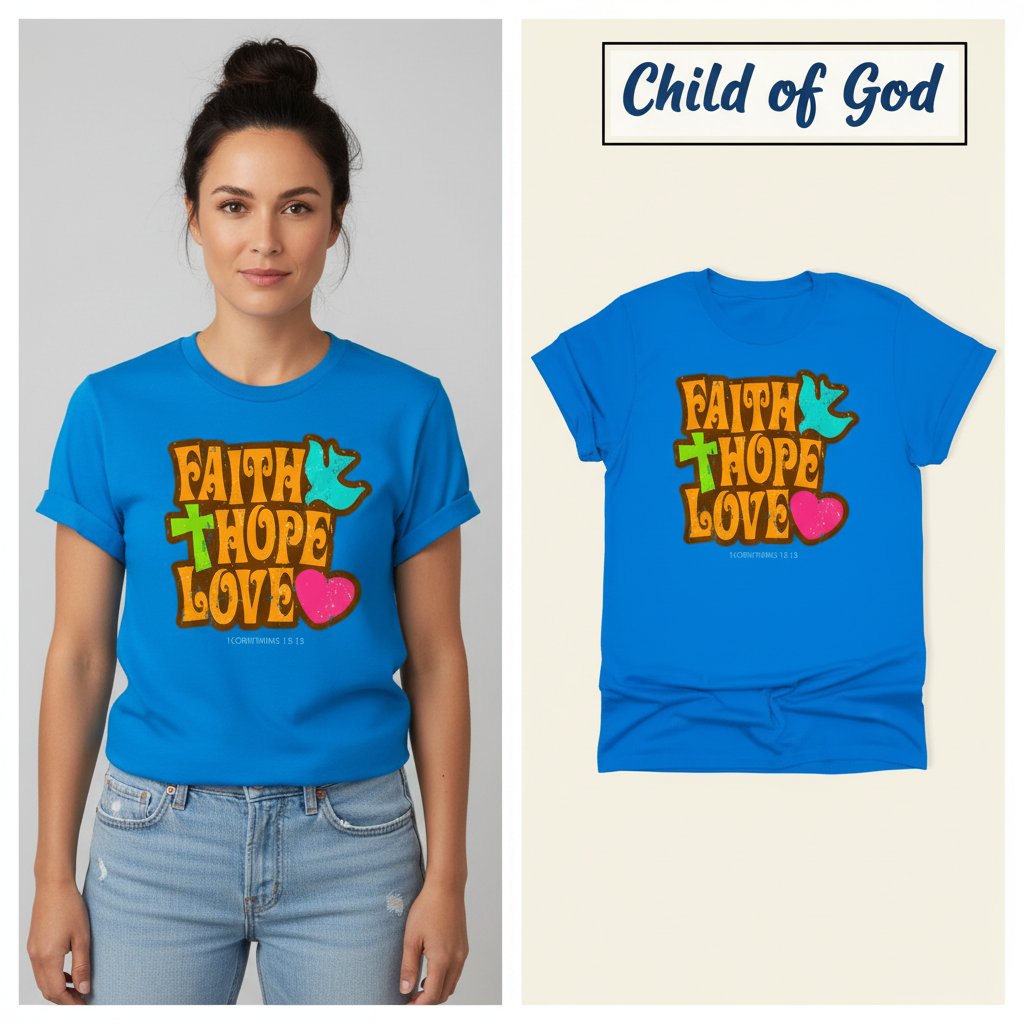 Faith Hope Love T-Shirt_model_flat