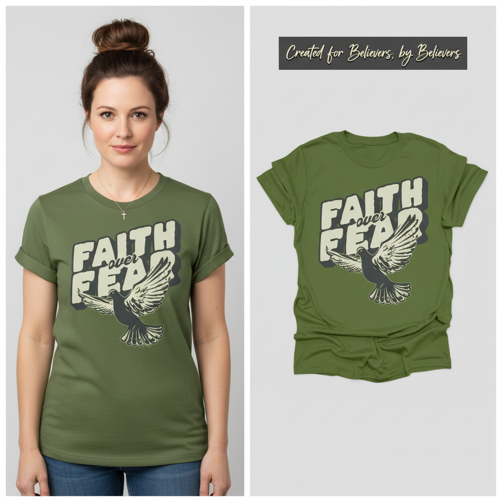 Faith Over Fear Dove T-Shirt_model_flat