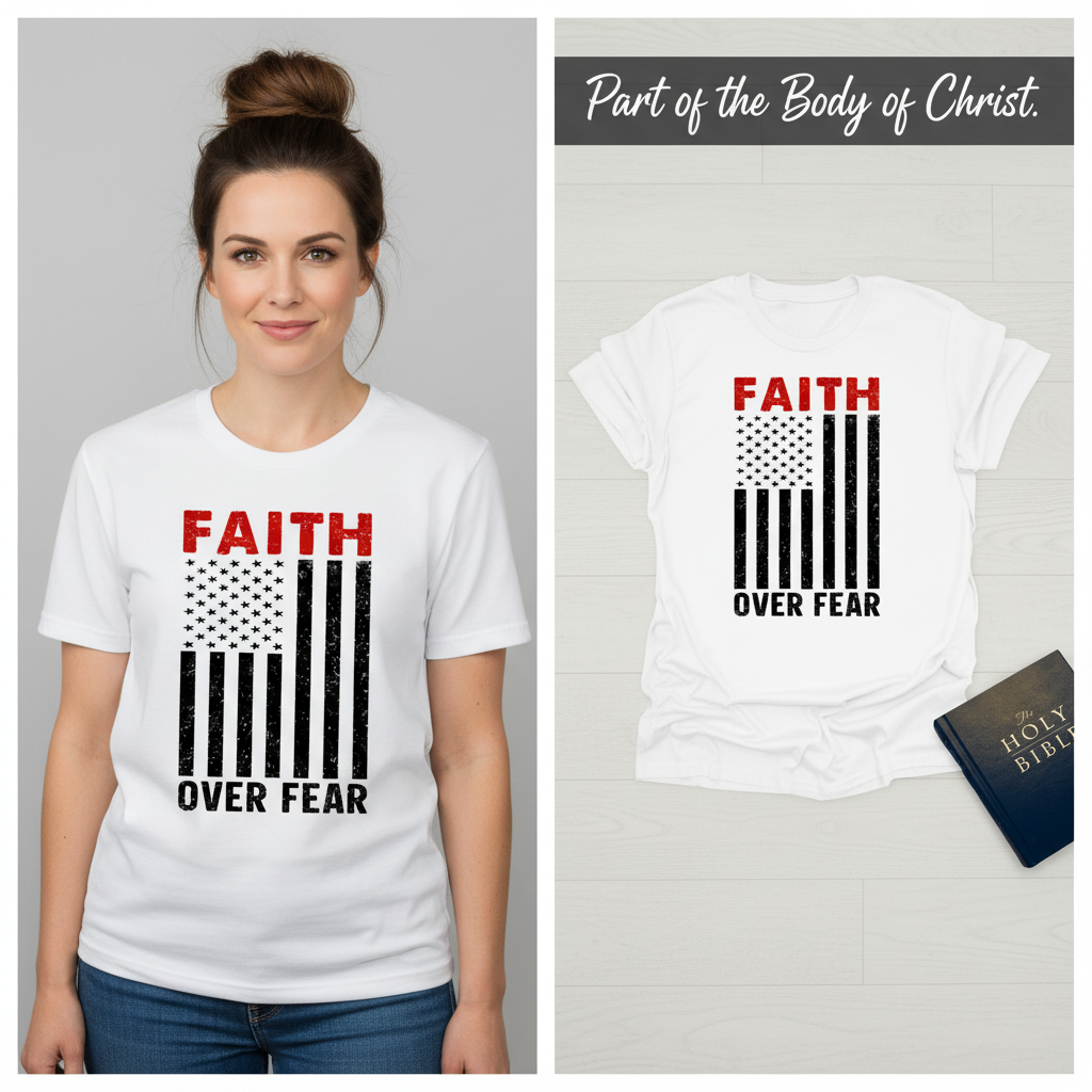 Faith Over Fear Flag T-Shirt_model_flat