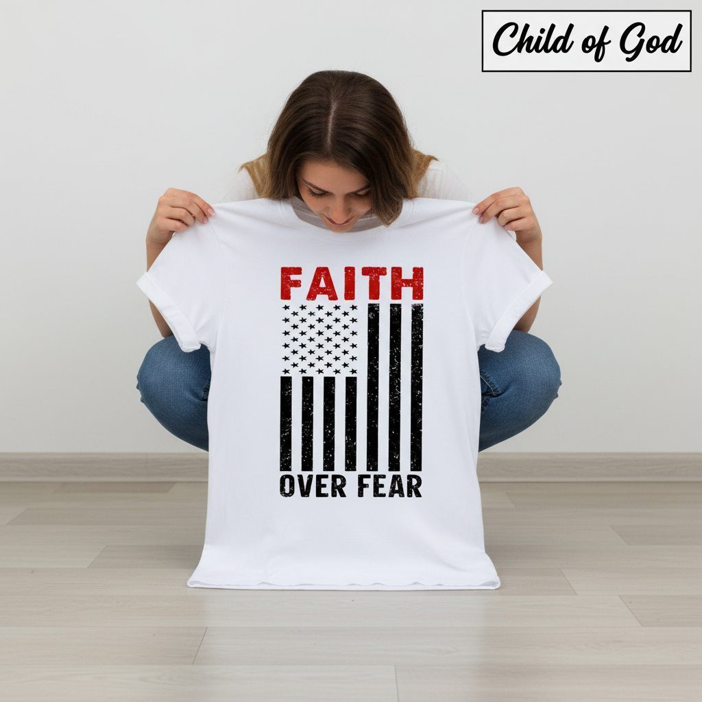 Faith Over Fear Flag T-Shirt_dangle