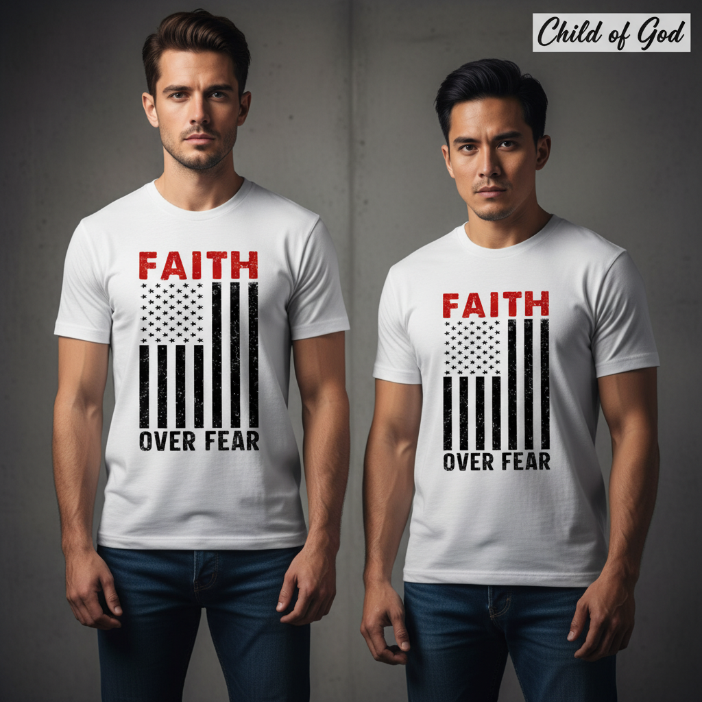 Faith Over Fear Flag T-Shirt_stoic
