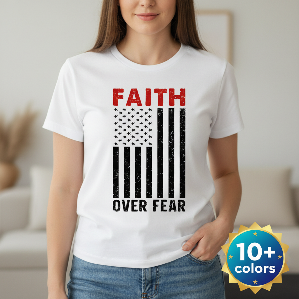 Faith Over Fear Flag T-Shirt_badge