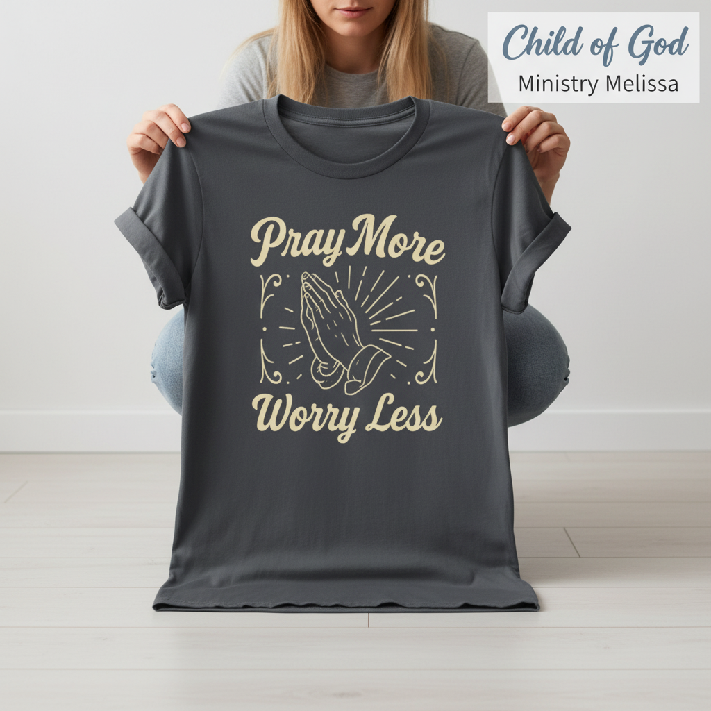 Pray More Worry Less T-Shirt_dangle