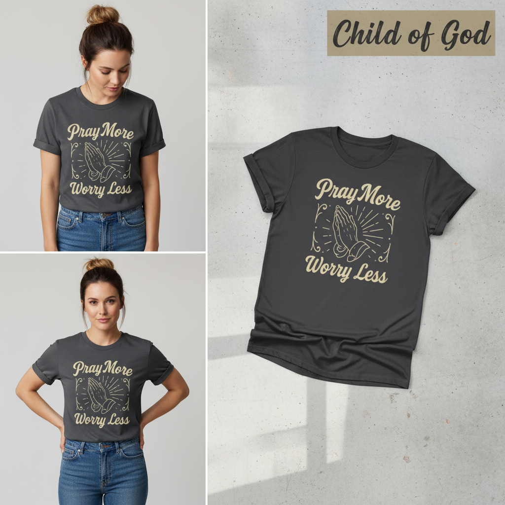 Pray More Worry Less T-Shirt_3_panel