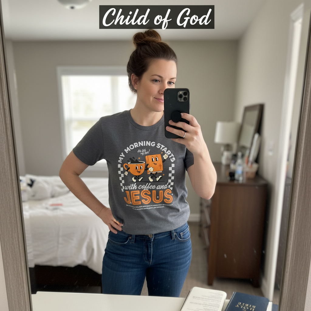 Coffee and Jesus Start My Morning T-Shirt_mirror_selfie