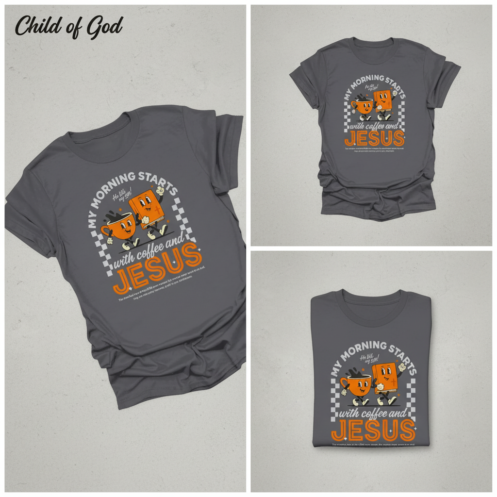 Coffee and Jesus Start My Morning T-Shirt_triple_showcase