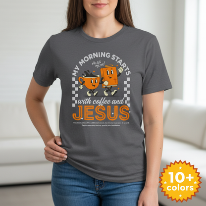Coffee and Jesus Start My Morning T-Shirt_badge