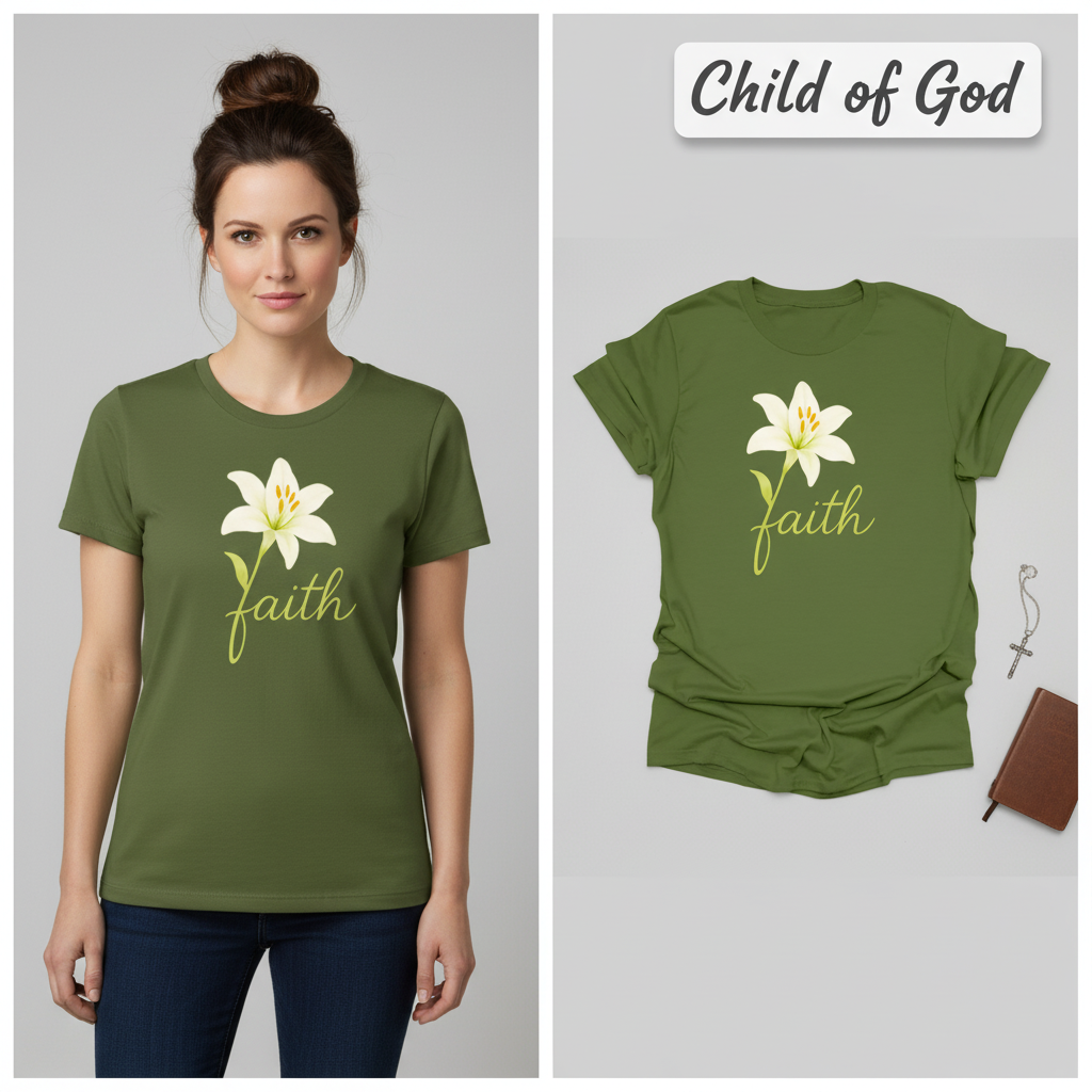 Floral Faith Bloom T-Shirt_model_flat