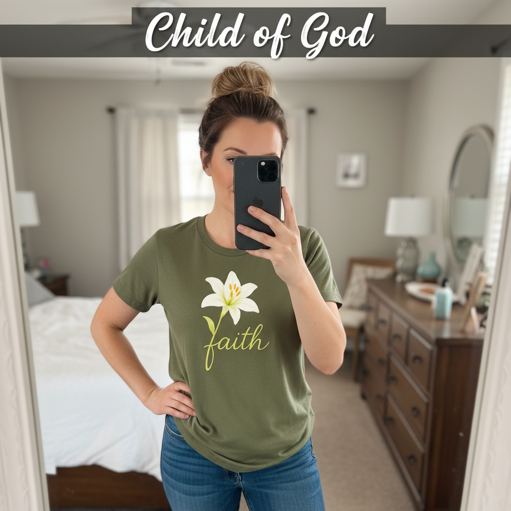 Floral Faith Bloom T-Shirt_mirror_selfie