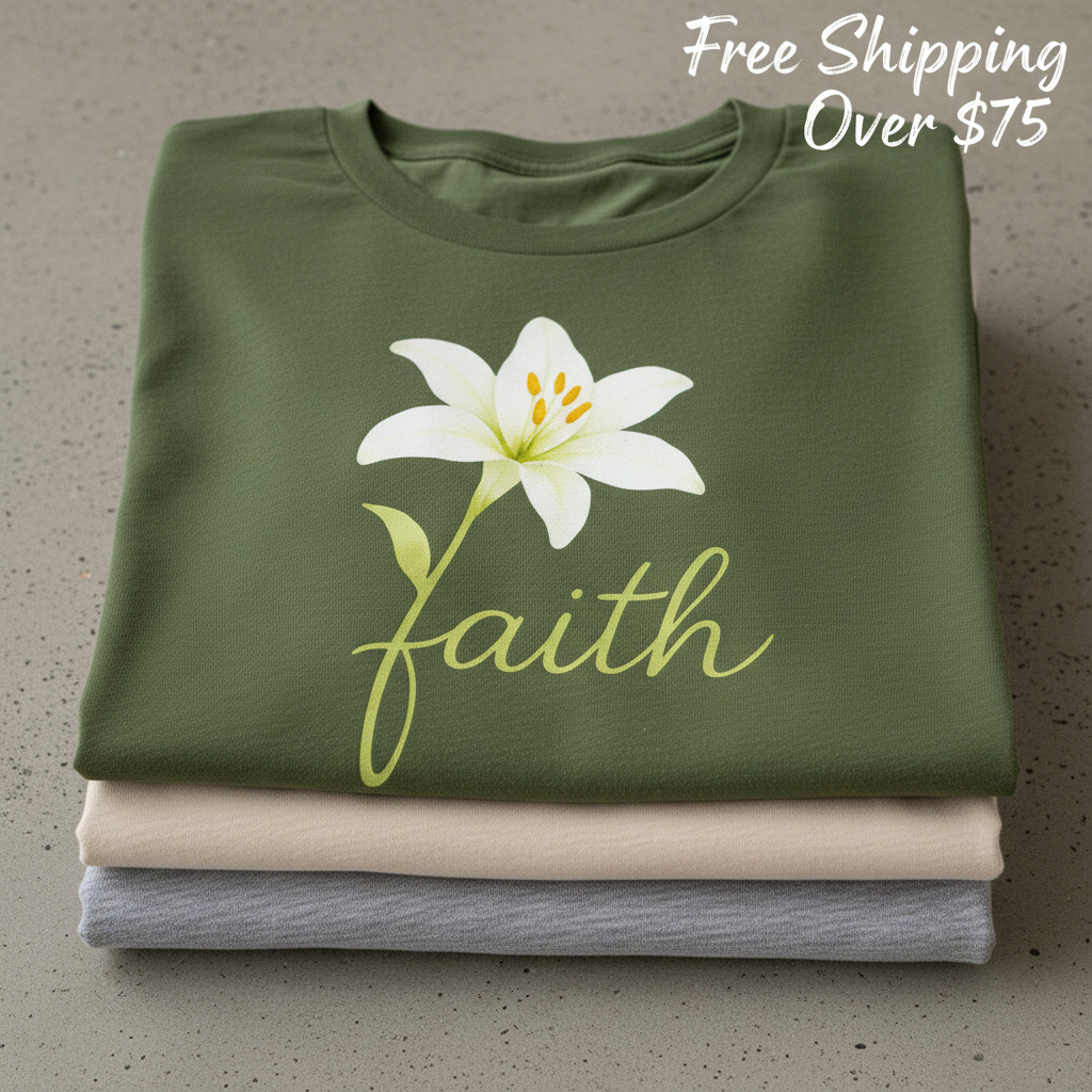 Floral Faith Bloom T-Shirt_stacked_flatlay