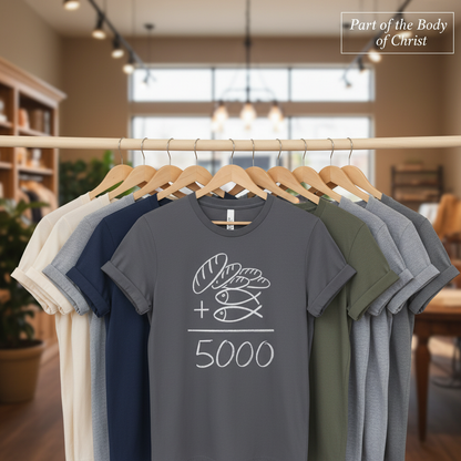Loaves and Fishes Miracle T-Shirt_boutique_rack