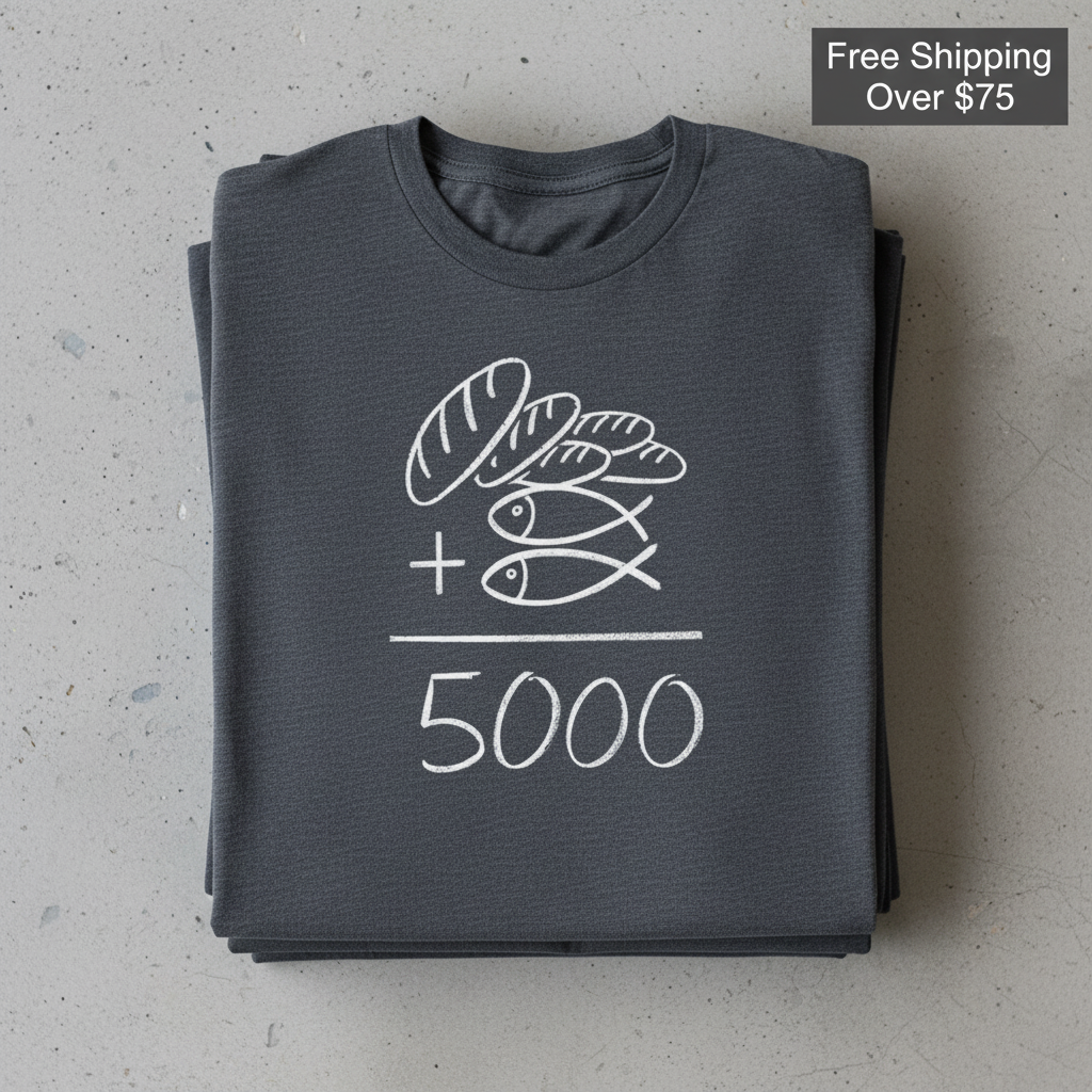 Loaves and Fishes Miracle T-Shirt_stacked_flatlay