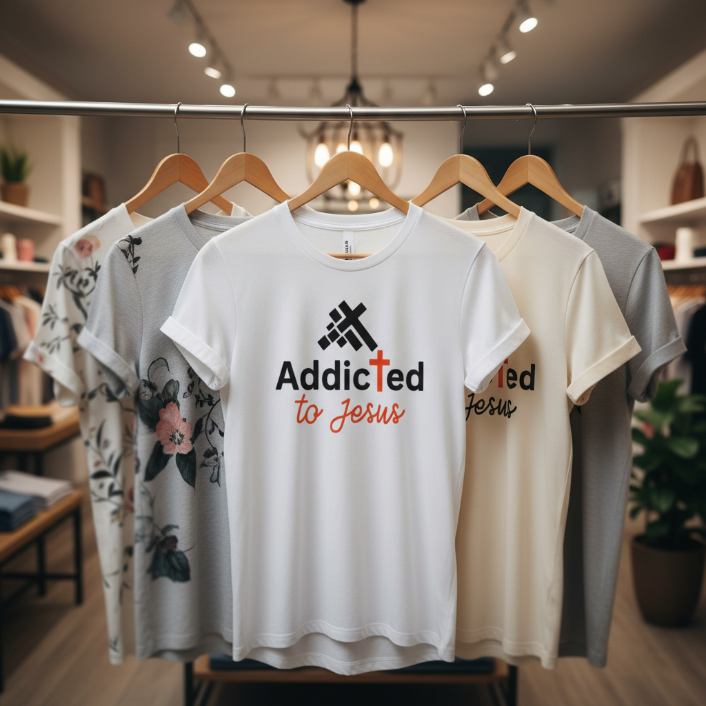 Addicted to Jesus T-Shirt_boutique_rack