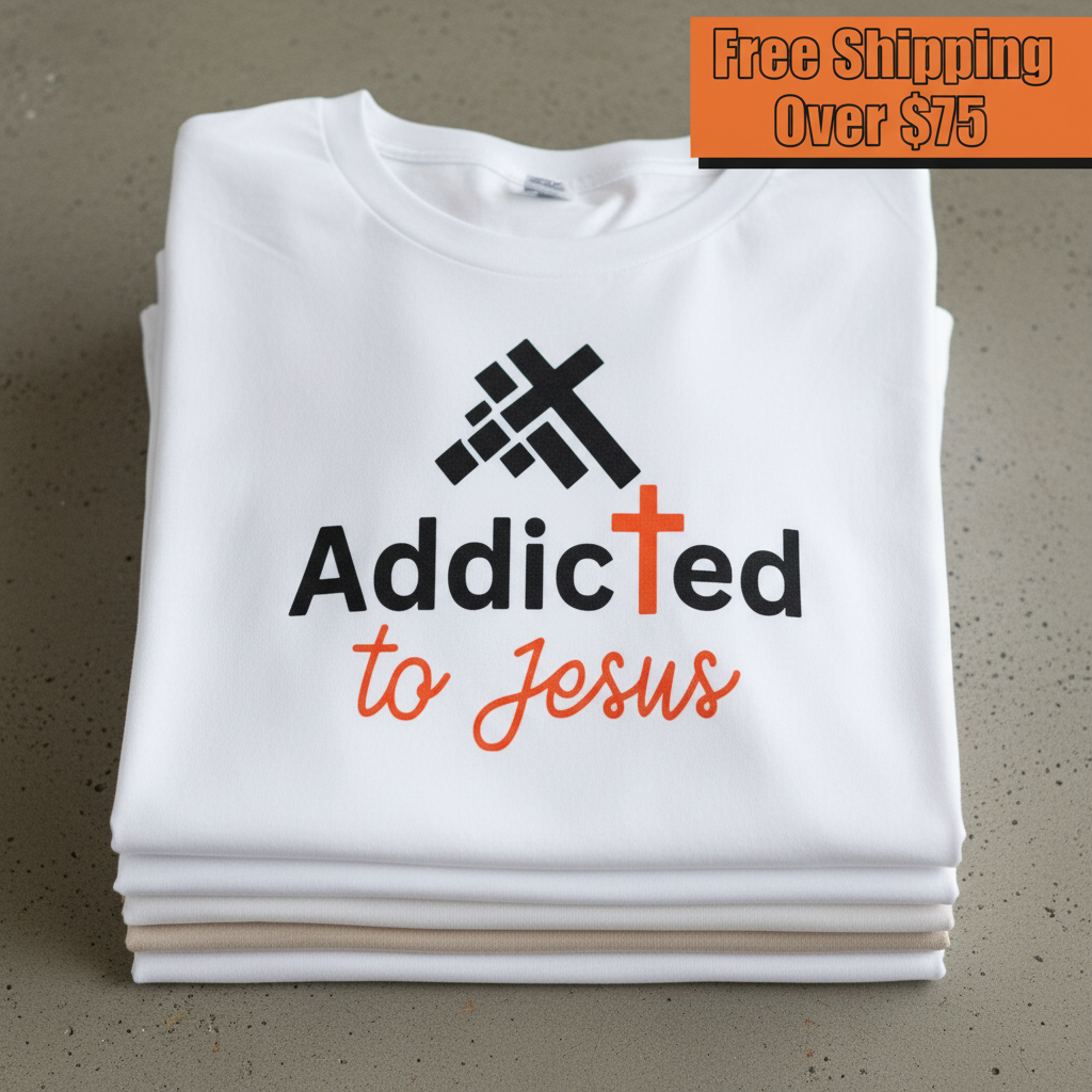 Addicted to Jesus T-Shirt_stacked_flatlay