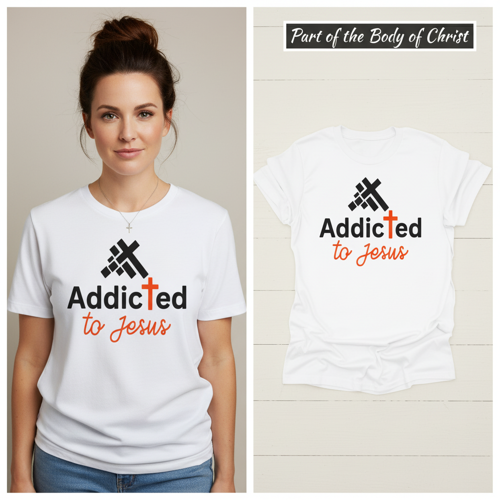 Addicted to Jesus T-Shirt_model_flat