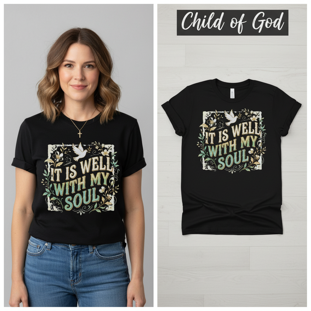 It Is Well With My Soul T-Shirt_model_flat