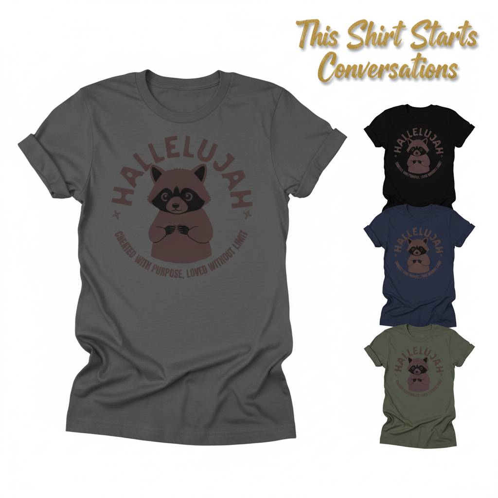 Hallelujah Raccoon T-Shirt_color_grid