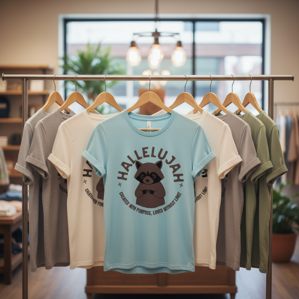 Hallelujah Raccoon T-Shirt_boutique_rack