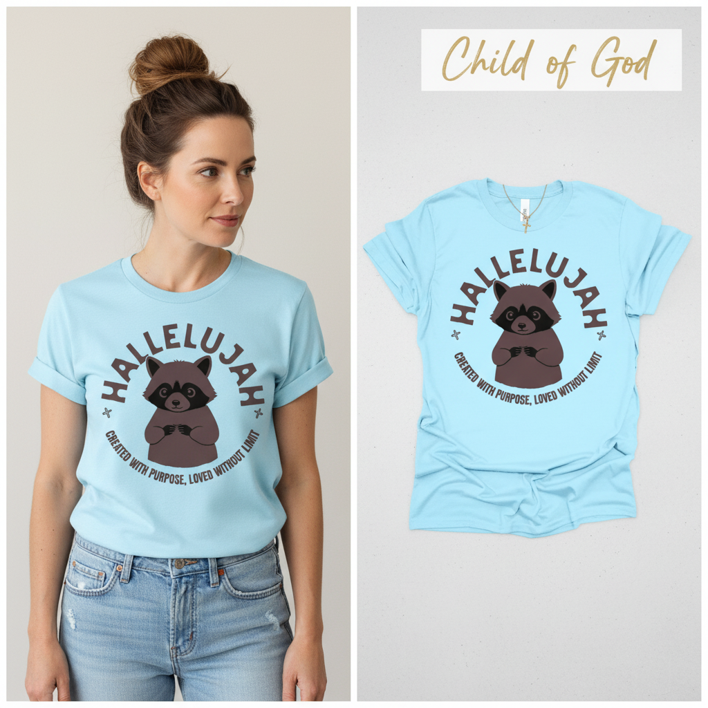 Hallelujah Raccoon T-Shirt_model_flat