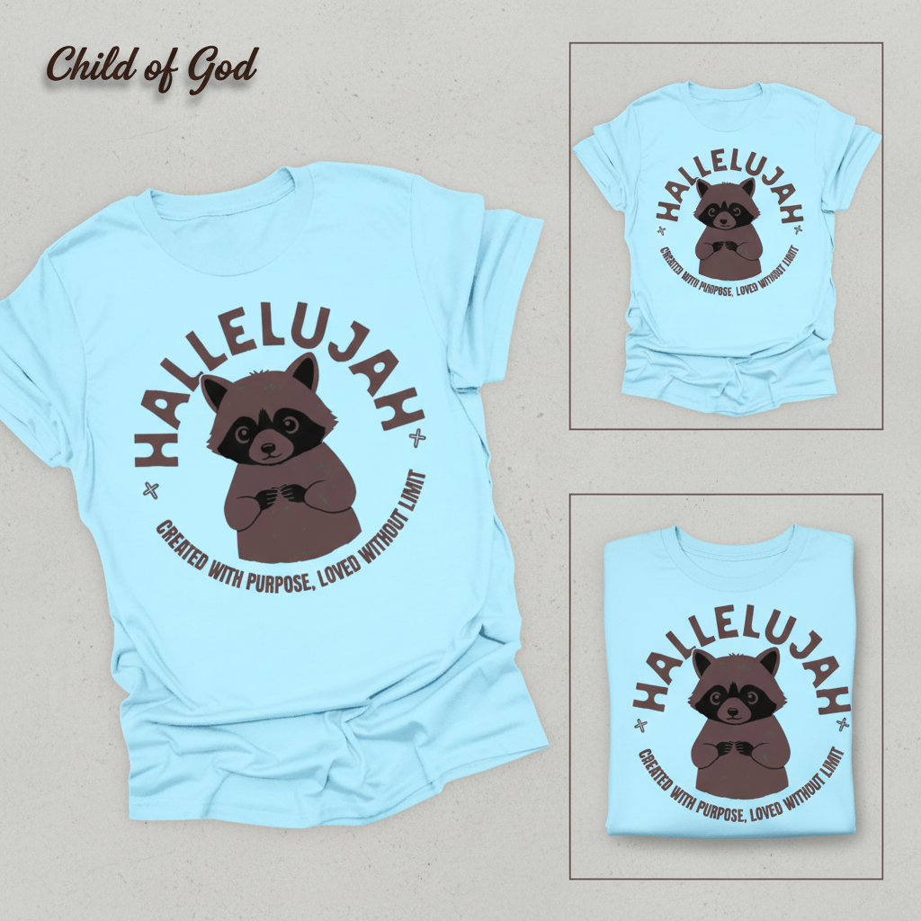 Hallelujah Raccoon T-Shirt_triple_showcase