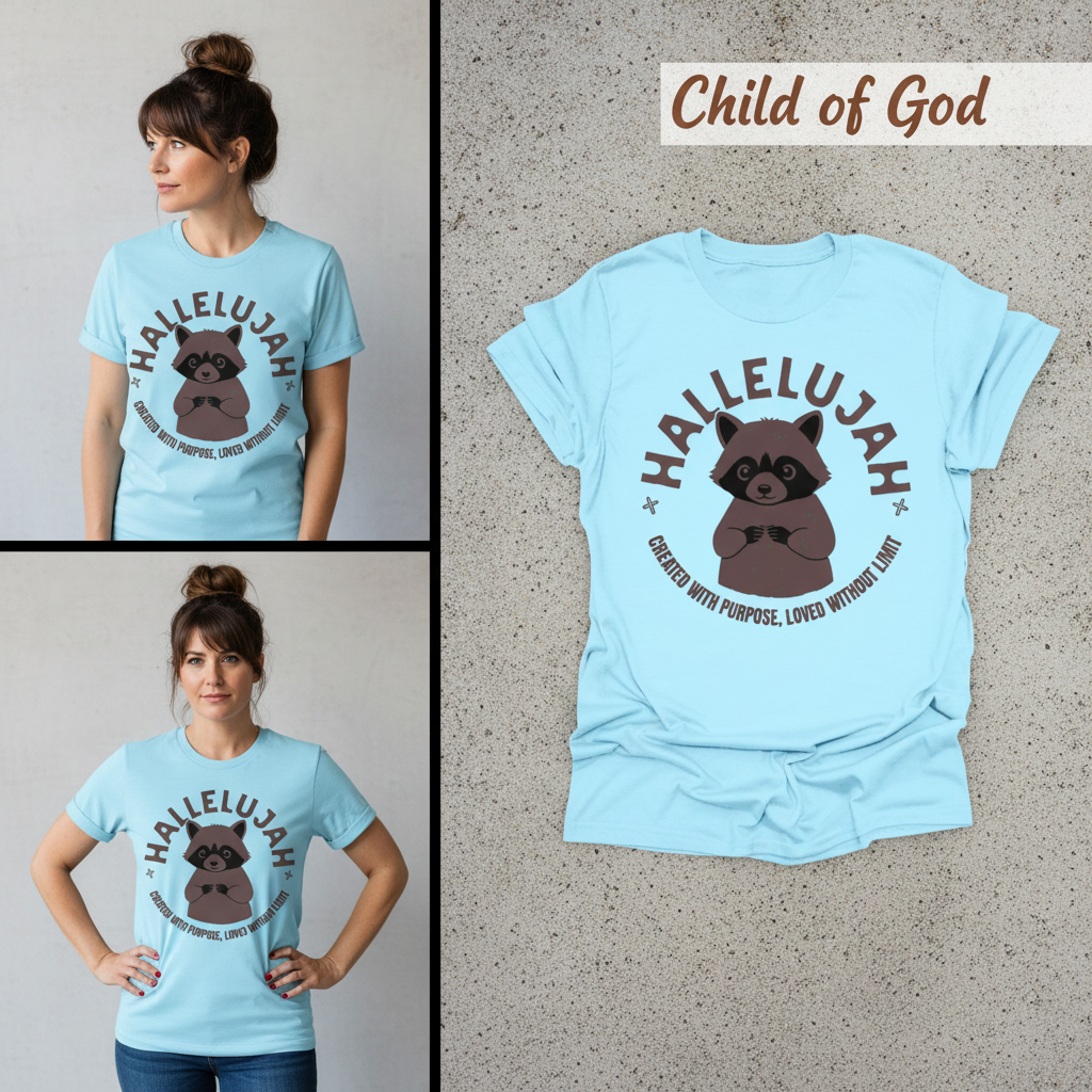Hallelujah Raccoon T-Shirt_3_panel