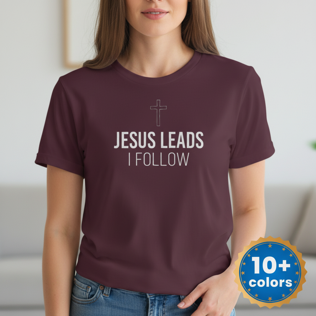 Jesus Leads I Follow T-Shirt_badge