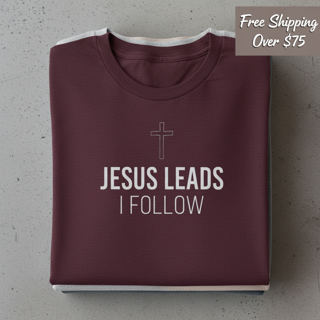 Jesus Leads I Follow T-Shirt_stacked_flatlay