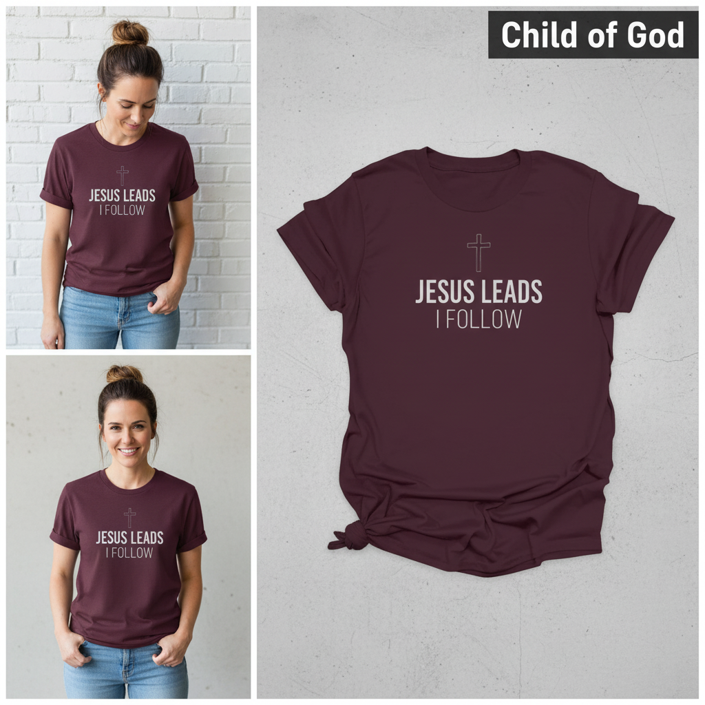 Jesus Leads I Follow T-Shirt_3_panel