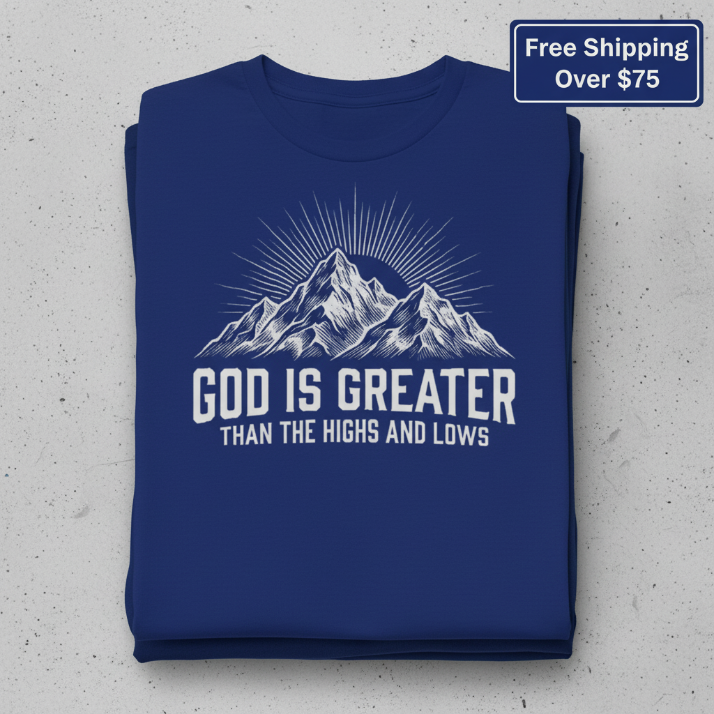 God Is Greater T-Shirt_stacked_flatlay