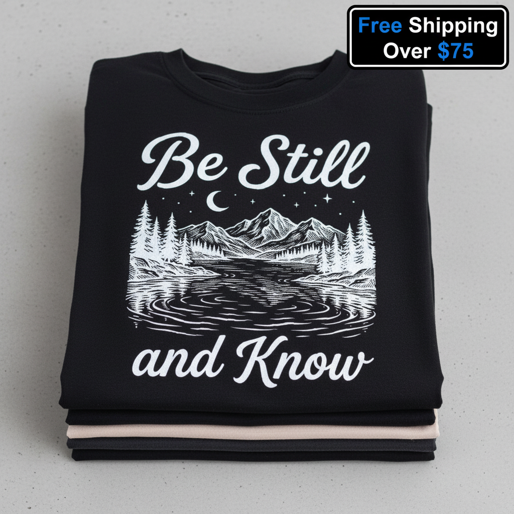 Be Still and Know T-Shirt_stacked_flatlay