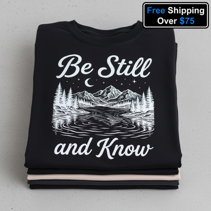 Be Still and Know T-Shirt_stacked_flatlay