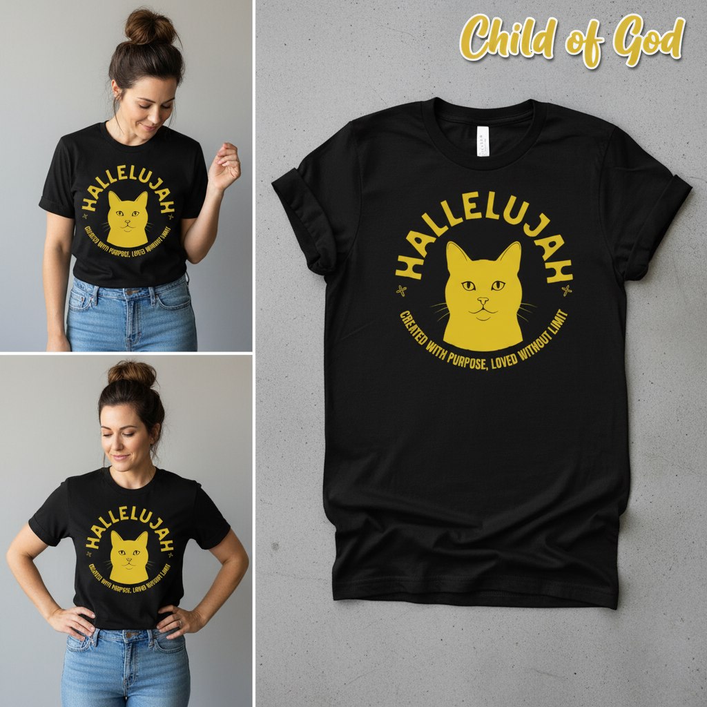 Hallelujah Cat T-Shirt_3_panel