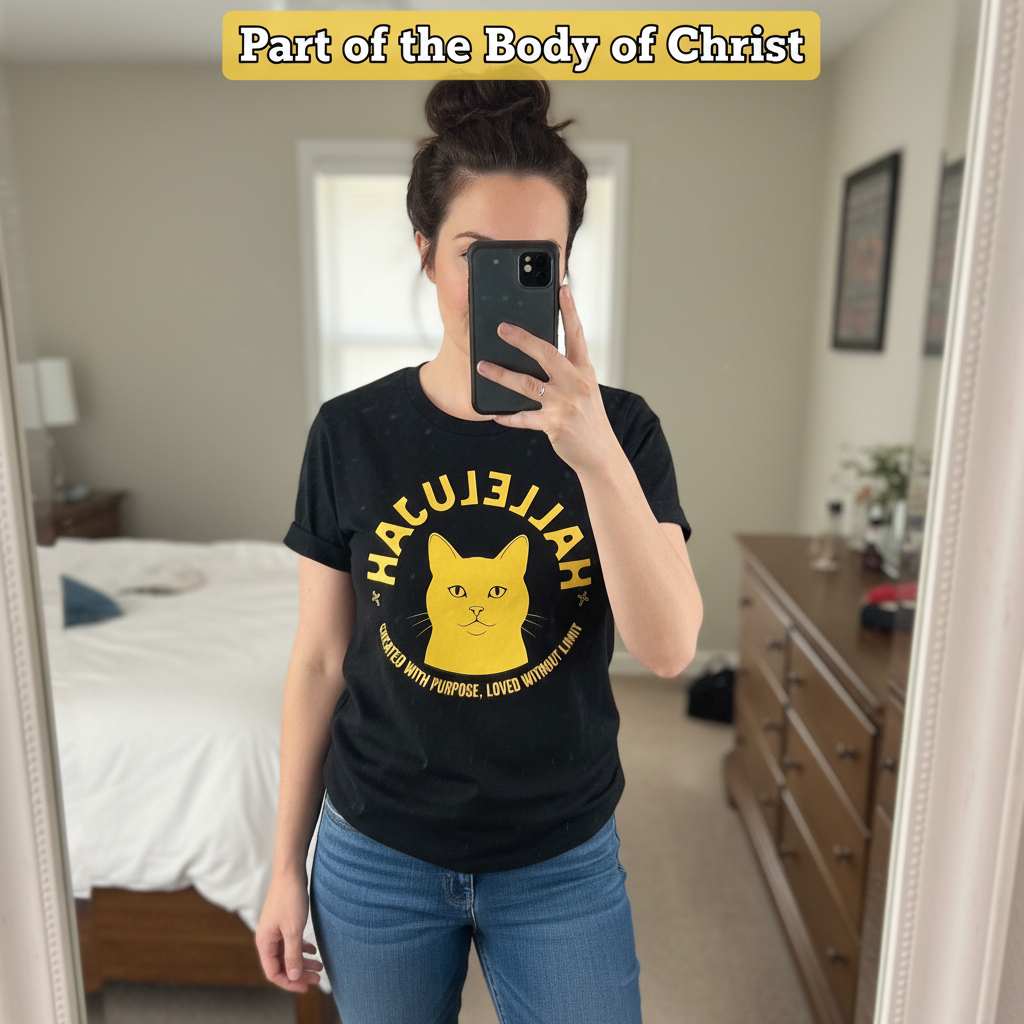Hallelujah Cat T-Shirt_mirror_selfie