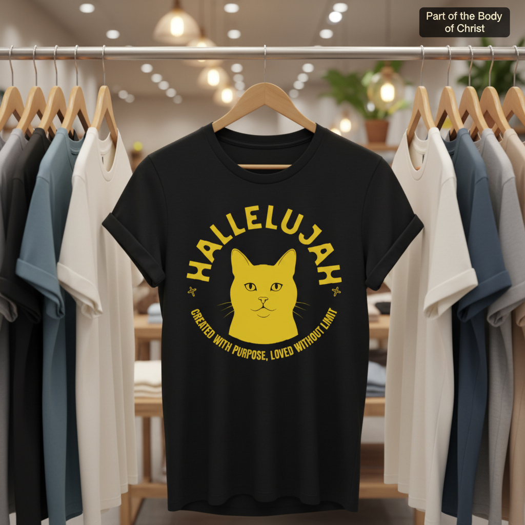 Hallelujah Cat T-Shirt_boutique_rack