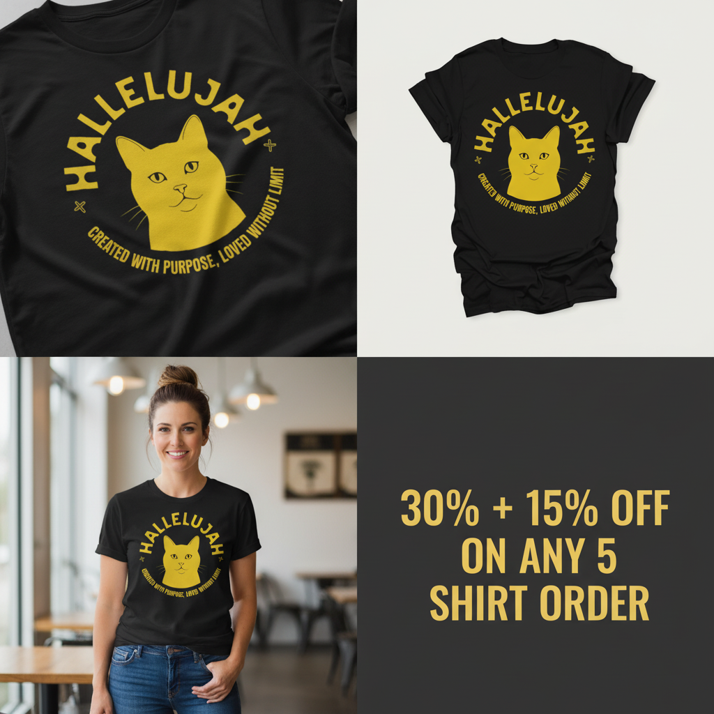 Hallelujah Cat T-Shirt_4_panel