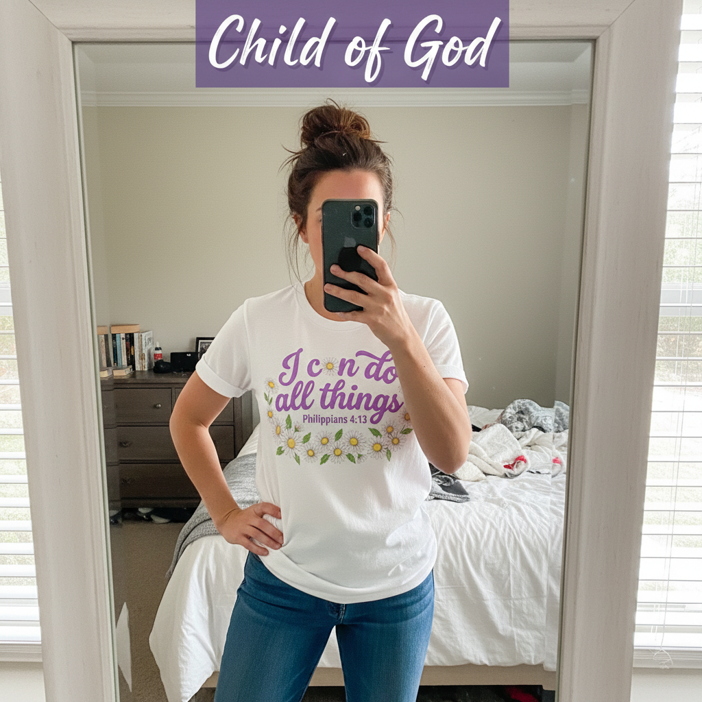 I Can Do All Things Daisy T-Shirt_mirror_selfie