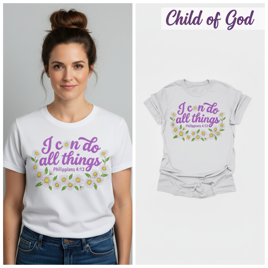 I Can Do All Things Daisy T-Shirt_model_flat