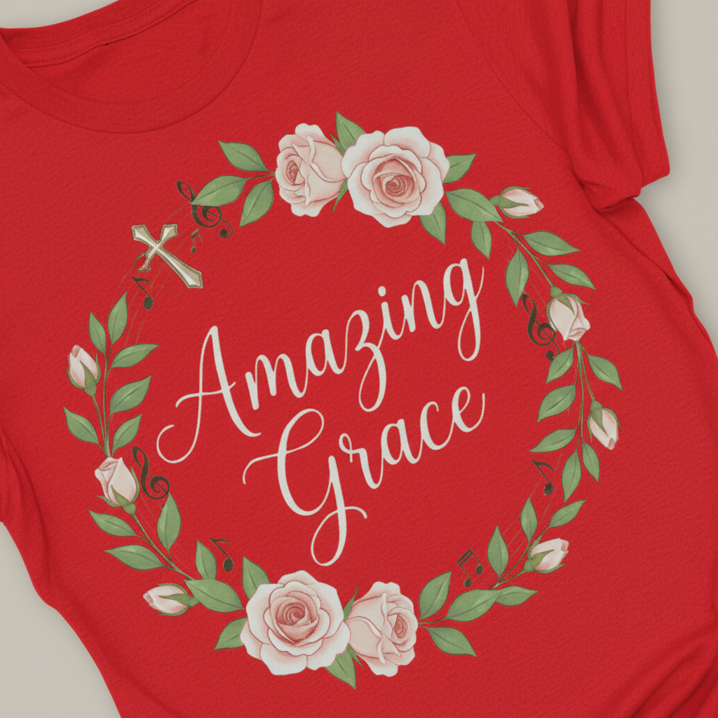 Amazing Grace Floral Wreath T-Shirt_extreme_za