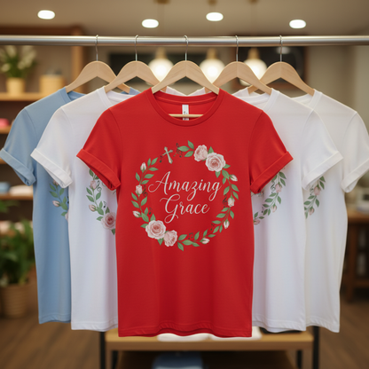Amazing Grace Floral Wreath T-Shirt_boutique_rack