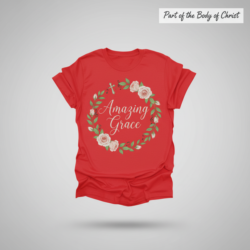Amazing Grace Floral Wreath T-Shirt_3d_float