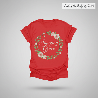 Amazing Grace Floral Wreath T-Shirt_3d_float