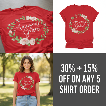 Amazing Grace Floral Wreath T-Shirt_4_panel
