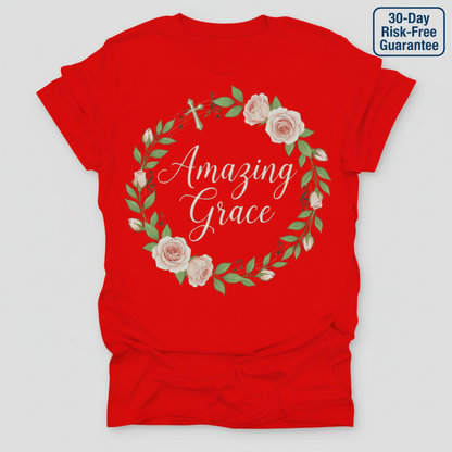 Amazing Grace Floral Wreath T-Shirt_clean
