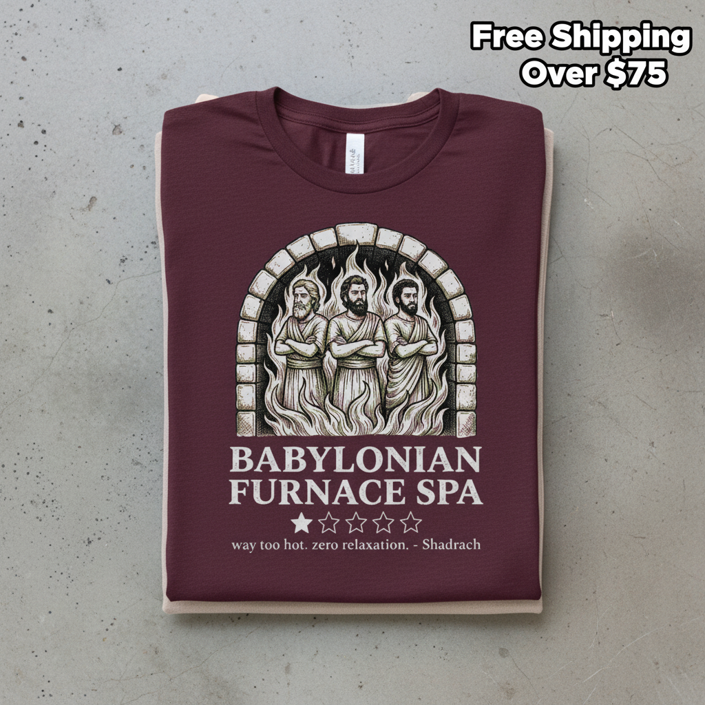 Babylonian Furnace Spa T-Shirt_stacked_flatlay