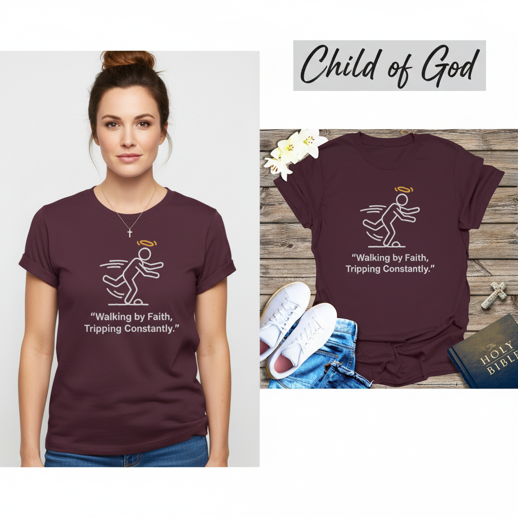 Walking by Faith T-Shirt_model_flat