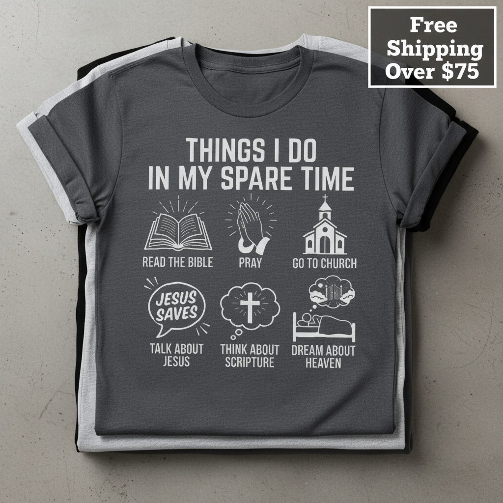 Spare Time with Jesus T-Shirt_stacked_flatlay