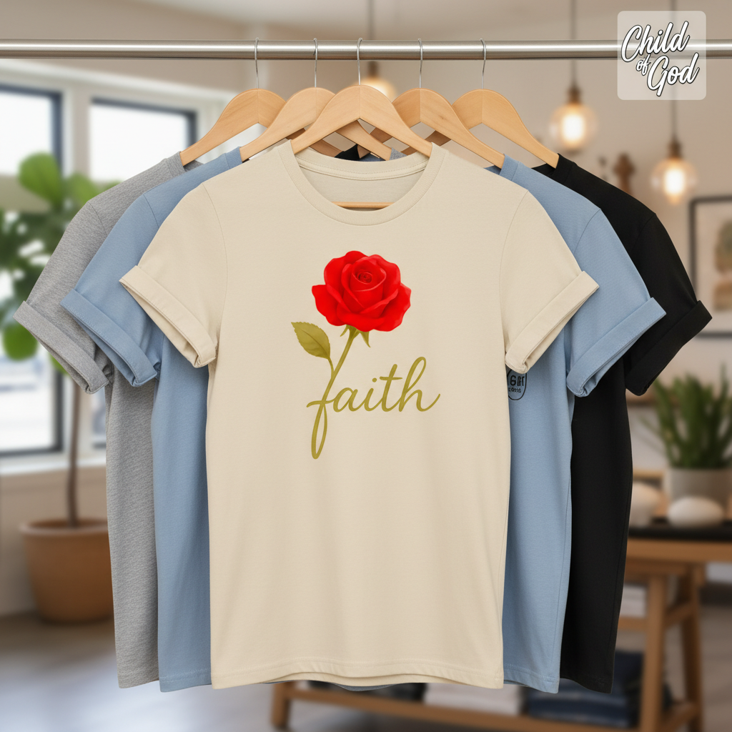 Rose of Faith T-Shirt_boutique_rack