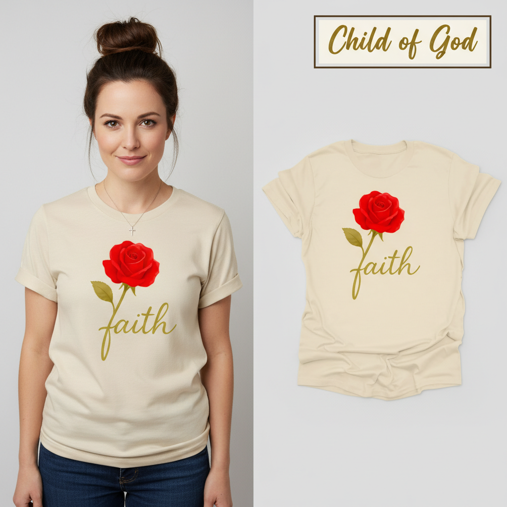 Rose of Faith T-Shirt_model_flat