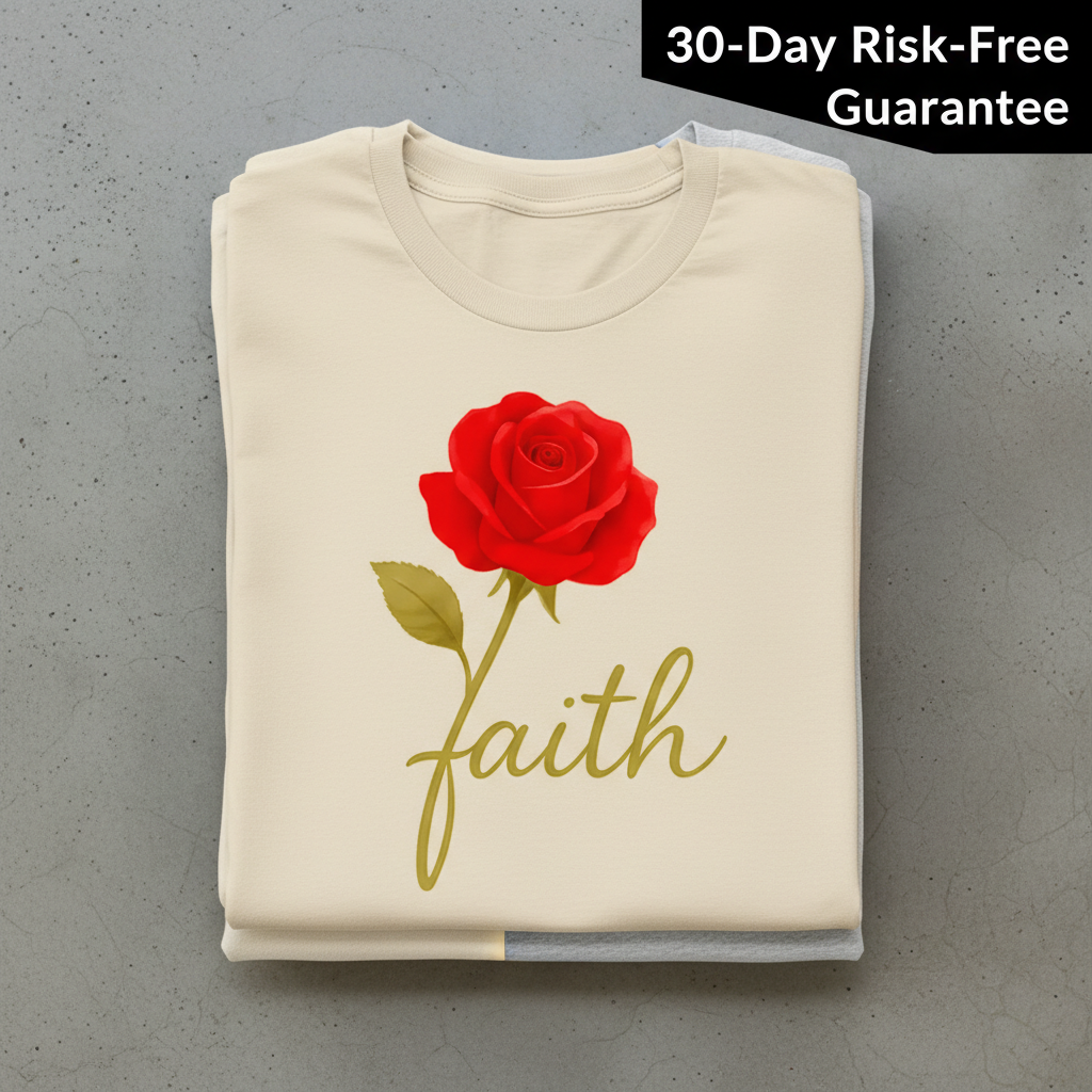 Rose of Faith T-Shirt_stacked_flatlay