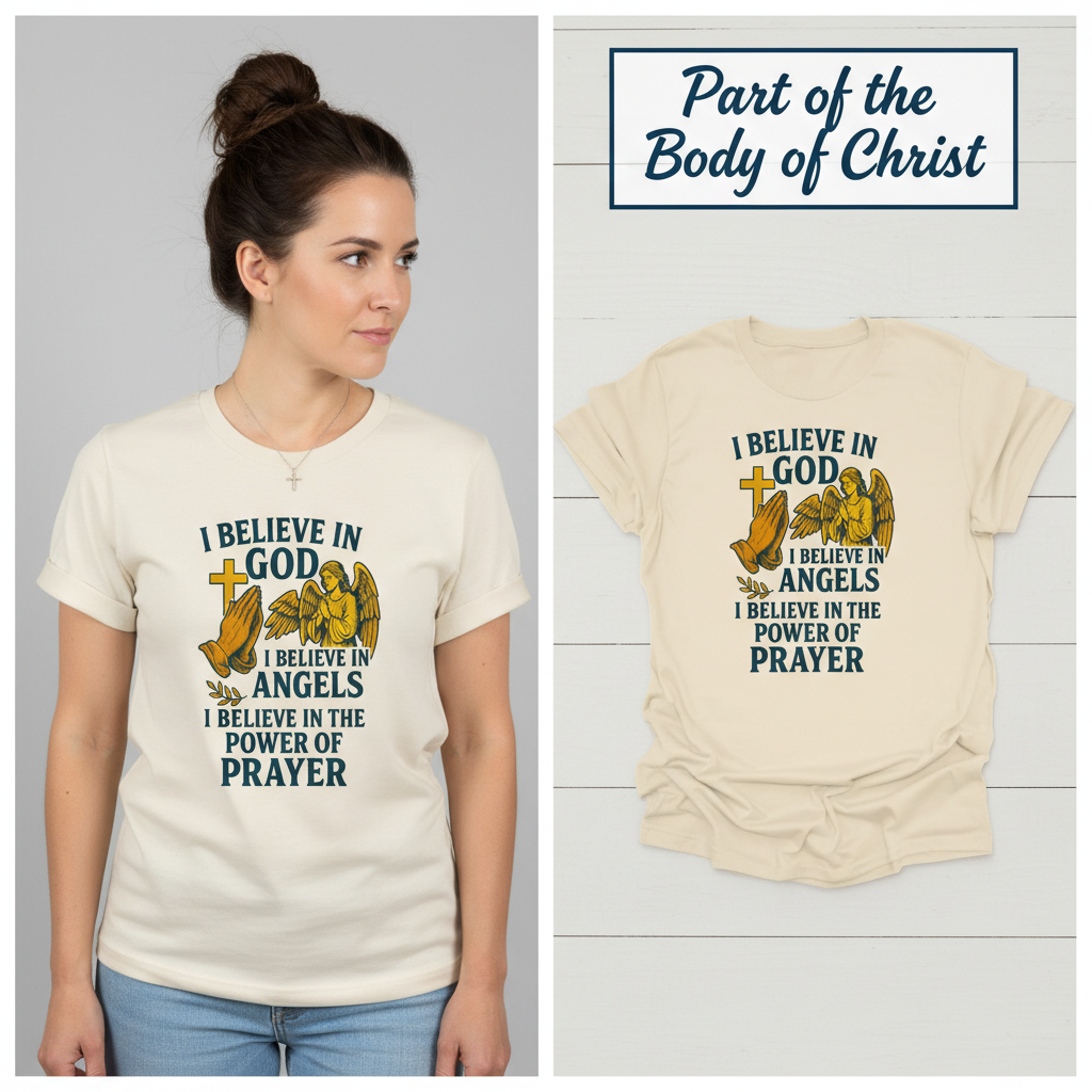 Faith in Prayer T-Shirt_model_flat